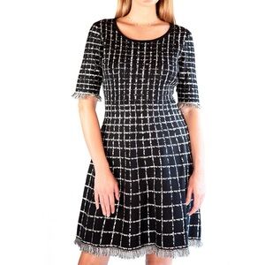 NWT Nina Leonard Women’s Plaid Knit Sweater Dress With Fringe Sz XL